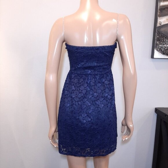 ECLIPSE Strapless Lace Mini Dress Formal Wedding Prom Fit & Flare Sweetheart - Picture 6 of 10